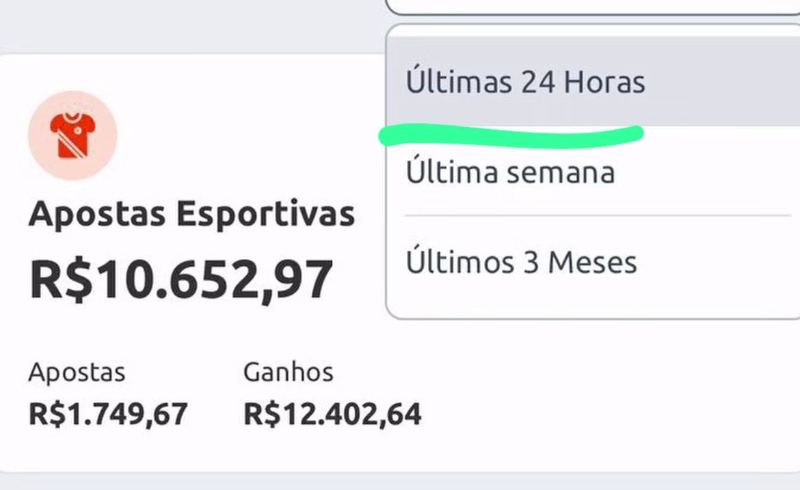 Apostas Esportivas R$10.652,97 em 24h